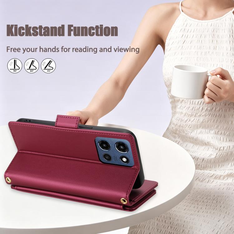 For Motorola Moto G 5G 2026 / G Play 5G 2026 Crossbody Diamond 9 Card Slots Zipper Bag Vegan Leather Phone Case