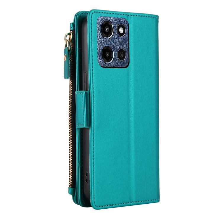 For Motorola Moto G 5G 2026 / G Play 5G 2026 Crossbody Diamond 9 Card Slots Zipper Bag Vegan Leather Phone Case
