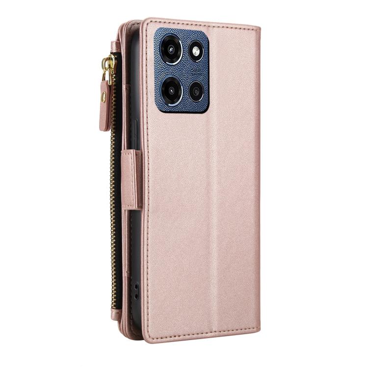 For Motorola Moto G 5G 2026 / G Play 5G 2026 Crossbody Diamond 9 Card Slots Zipper Bag Vegan Leather Phone Case