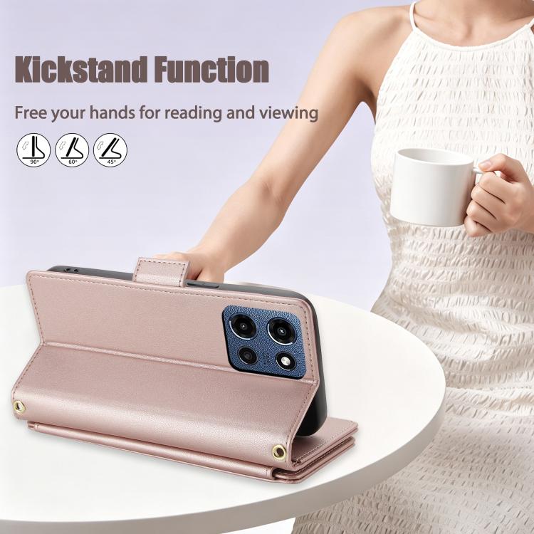 For Motorola Moto G 5G 2026 / G Play 5G 2026 Crossbody Diamond 9 Card Slots Zipper Bag Vegan Leather Phone Case