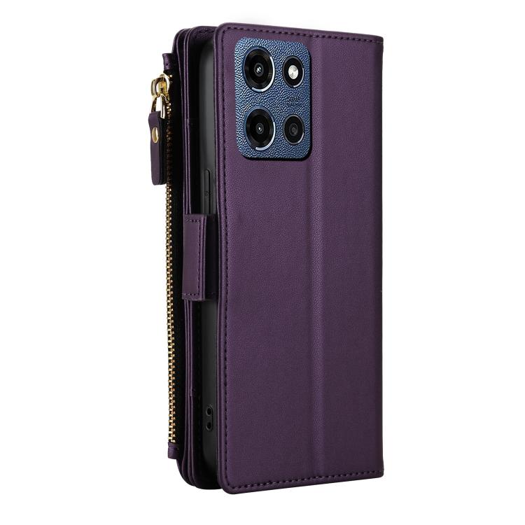 For Motorola Moto G 5G 2026 / G Play 5G 2026 Crossbody Diamond 9 Card Slots Zipper Bag Vegan Leather Phone Case