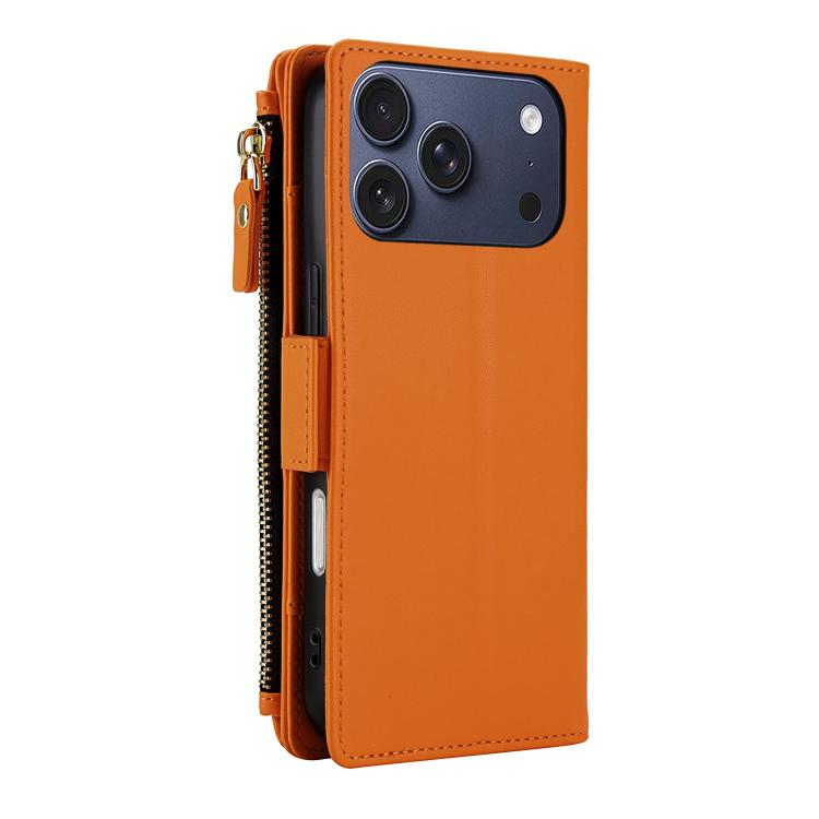 For iPhone 17 Pro Max Crossbody Diamond 9 Card Slots Zipper Bag Vegan Leather Phone Case