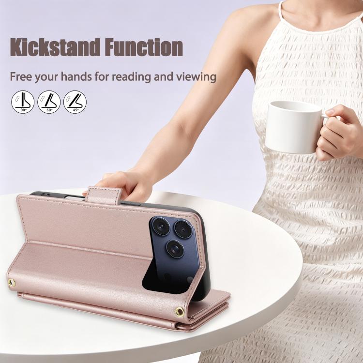 For iPhone 17 Pro Max Crossbody Diamond 9 Card Slots Zipper Bag Vegan Leather Phone Case