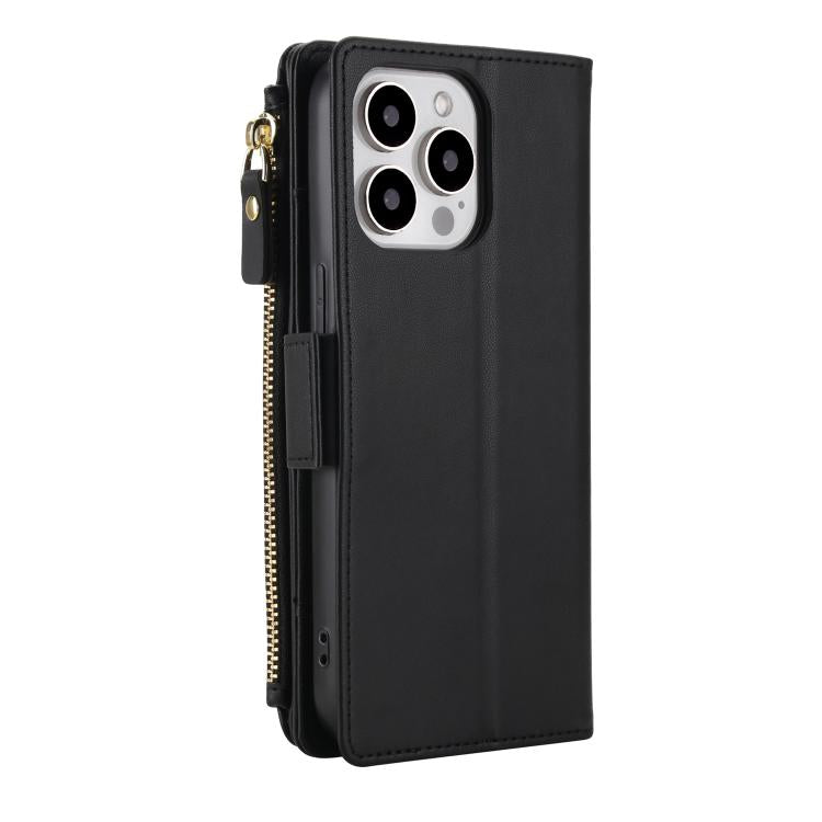 For iPhone 13 Pro Max Crossbody Diamond 9 Card Slots Zipper Bag Vegan Leather Phone Case