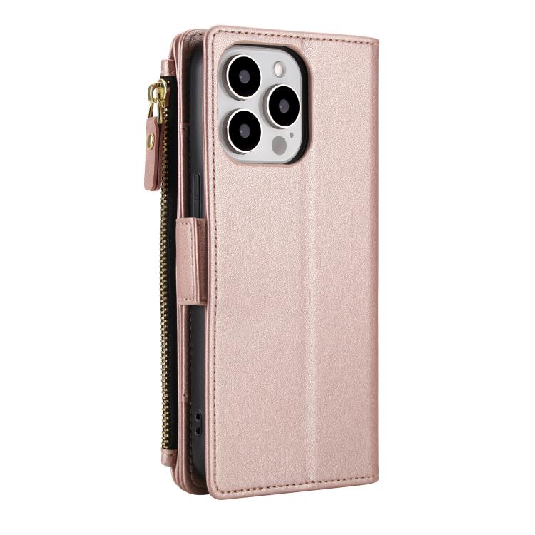For iPhone 13 Pro Max Crossbody Diamond 9 Card Slots Zipper Bag Vegan Leather Phone Case