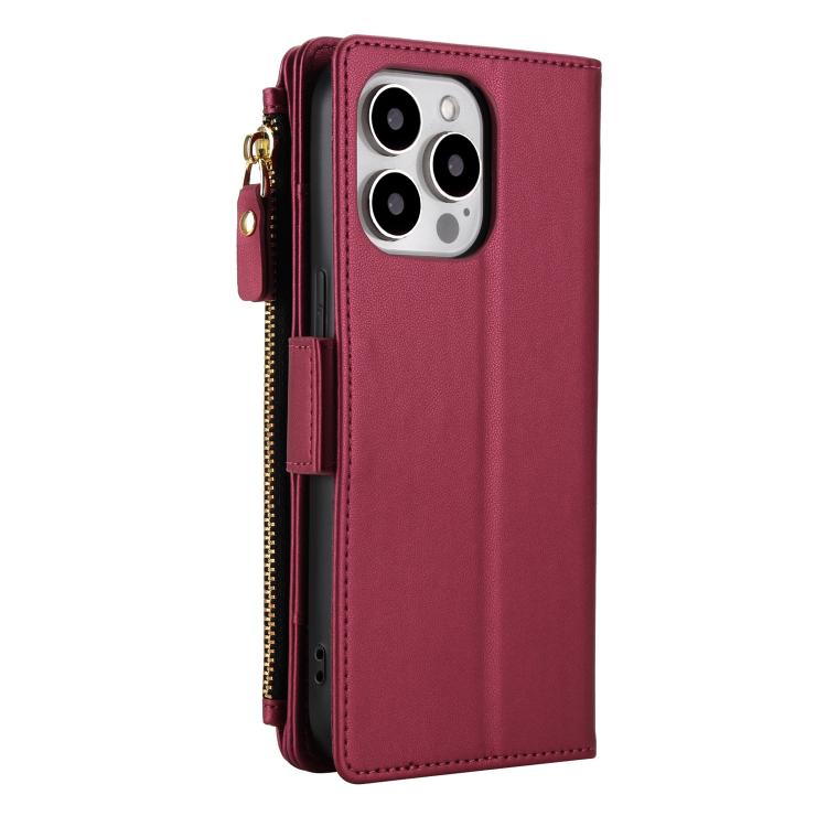 For iPhone 12 Pro Max Crossbody Diamond 9 Card Slots Zipper Bag Vegan Leather Phone Case