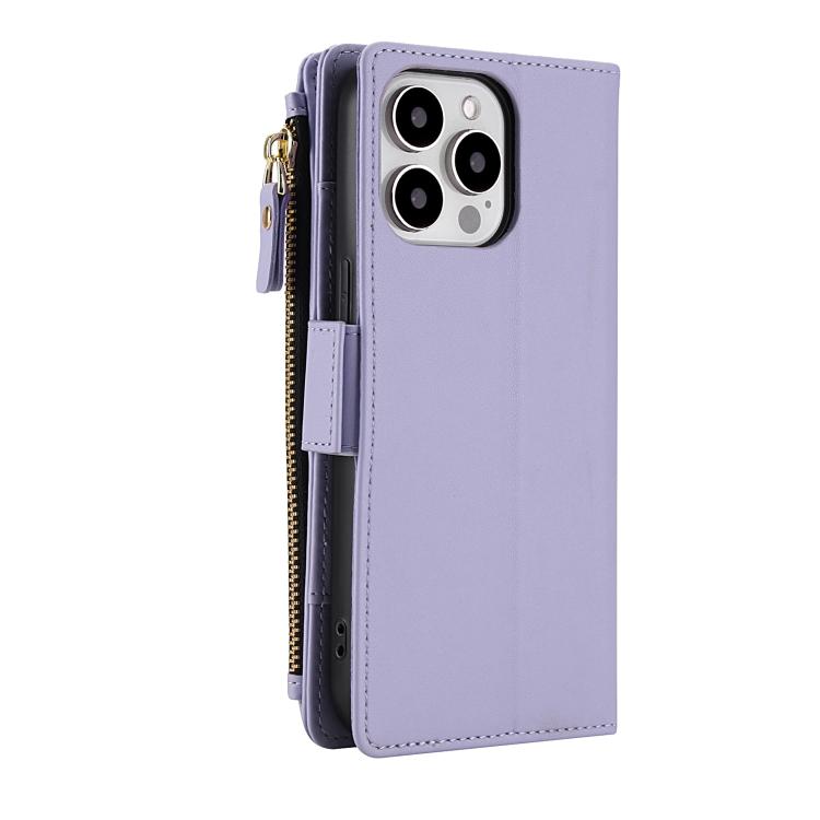 For iPhone 12 Pro Max Crossbody Diamond 9 Card Slots Zipper Bag Vegan Leather Phone Case