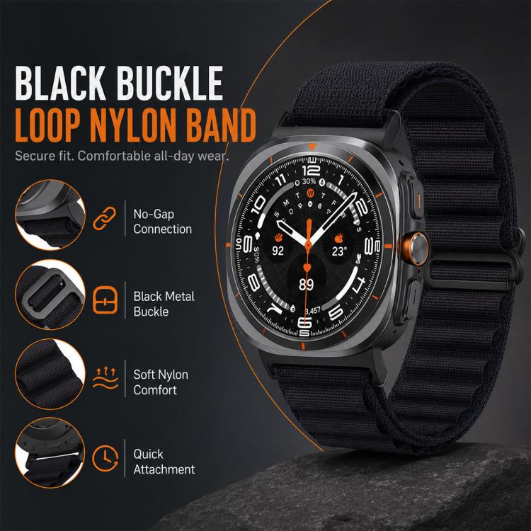For Galaxy Watch Ultra / Ultra 2025 5 Pack xDfind Black Buckle Loop Nylon Watch Band