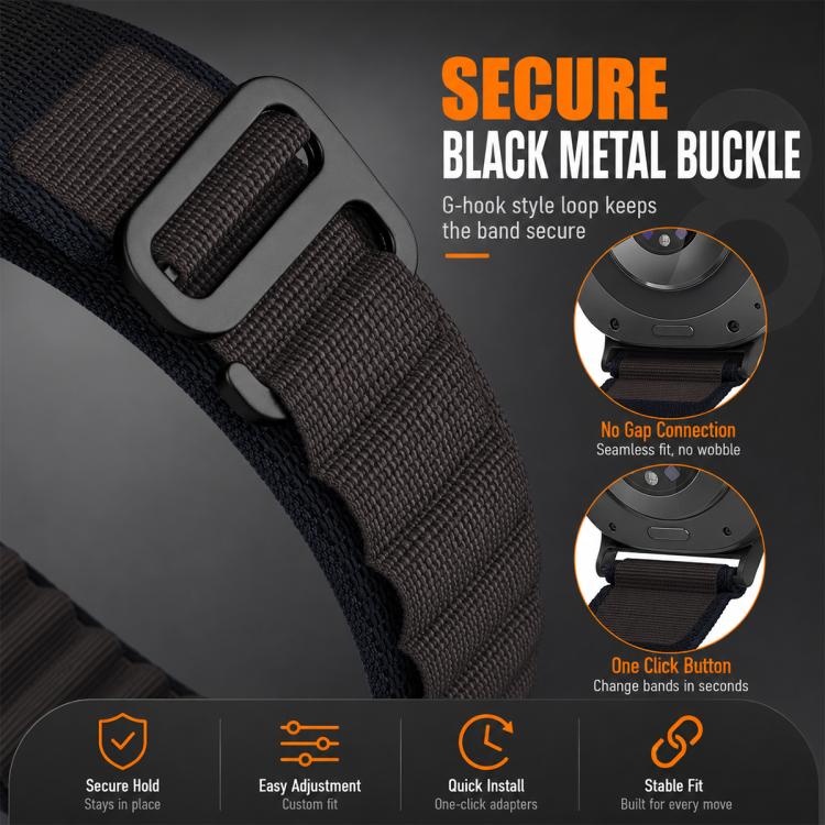 For Galaxy Watch Ultra / Ultra 2025 5 Pack xDfind Black Buckle Loop Nylon Watch Band