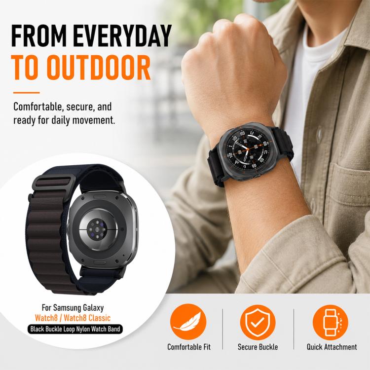 For Galaxy Watch8 / 8 Classic 5 Pack xDfind Black Buckle Loop Nylon Watch Band