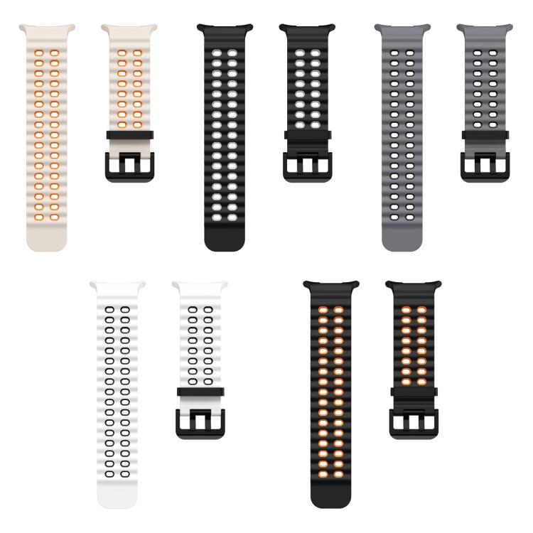 For Galaxy Watch Ultra / Ultra 2025 5 Pack xDfind Black Buckle Ocean Two Color Dual-row Hole Silicone Watch Band