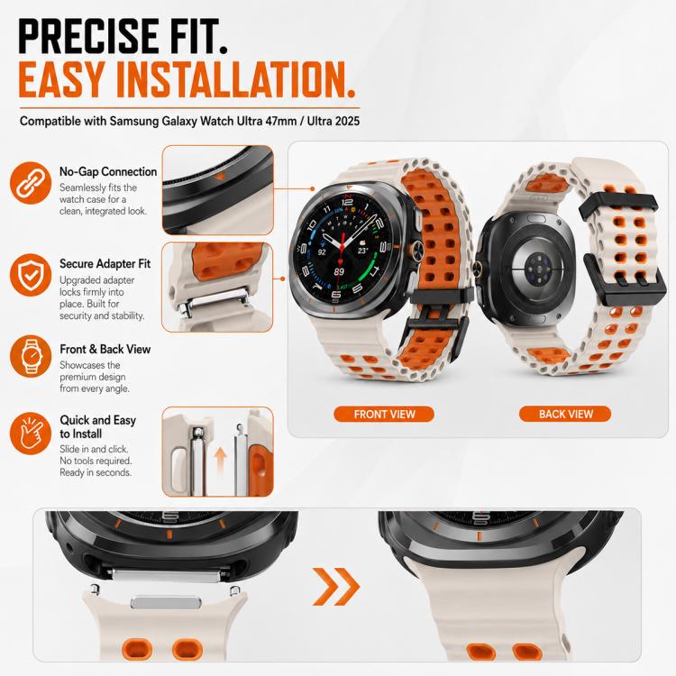 For Galaxy Watch Ultra / Ultra 2025 5 Pack xDfind Black Buckle Ocean Two Color Dual-row Hole Silicone Watch Band