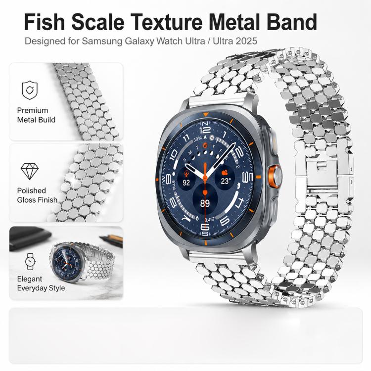 For Galaxy Watch Ultra / Ultra 2025 4 Pack xDfind Fish Scale Texture Metal Watch Band