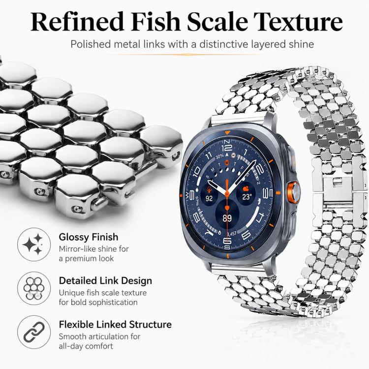 For Galaxy Watch Ultra / Ultra 2025 4 Pack xDfind Fish Scale Texture Metal Watch Band