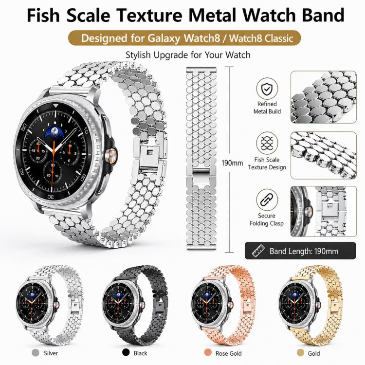For Galaxy Watch8 / 8 Classic 4 Pack xDfind Fish Scale Texture Metal Watch Band