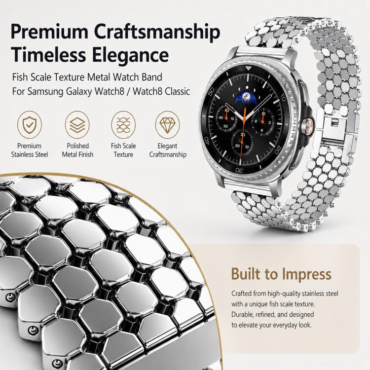 For Galaxy Watch8 / 8 Classic 4 Pack xDfind Fish Scale Texture Metal Watch Band