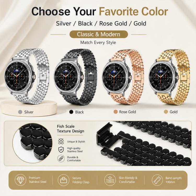 For Galaxy Watch8 / 8 Classic 4 Pack xDfind Fish Scale Texture Metal Watch Band