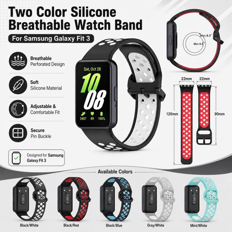 For Galaxy Fit3 5 Pack xDfind Two Color Silicone Breathable Watch Band