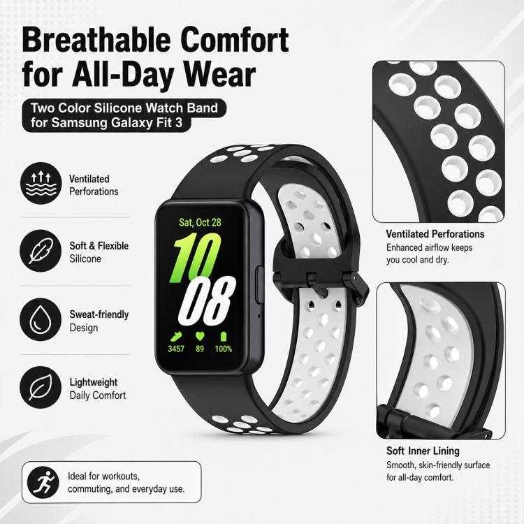 For Galaxy Fit3 5 Pack xDfind Two Color Silicone Breathable Watch Band