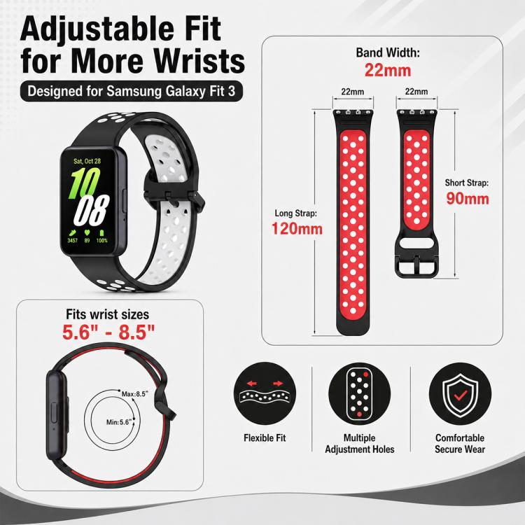For Galaxy Fit3 5 Pack xDfind Two Color Silicone Breathable Watch Band