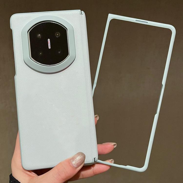 For Huawei Mate X7 Skin Feel Blue Edge Vegan Leather Phone Case with Frame