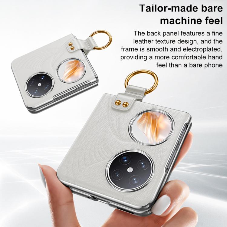 For Huawei Pocket 2 Electroplated Genuine Leather Phone Case