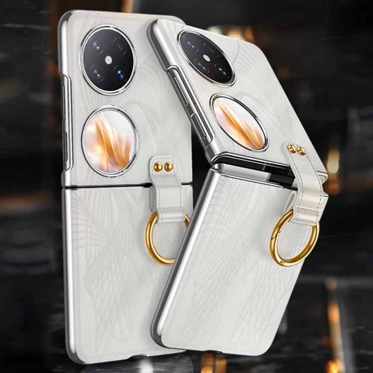 For Huawei Pocket 2 Electroplated Genuine Leather Phone Case