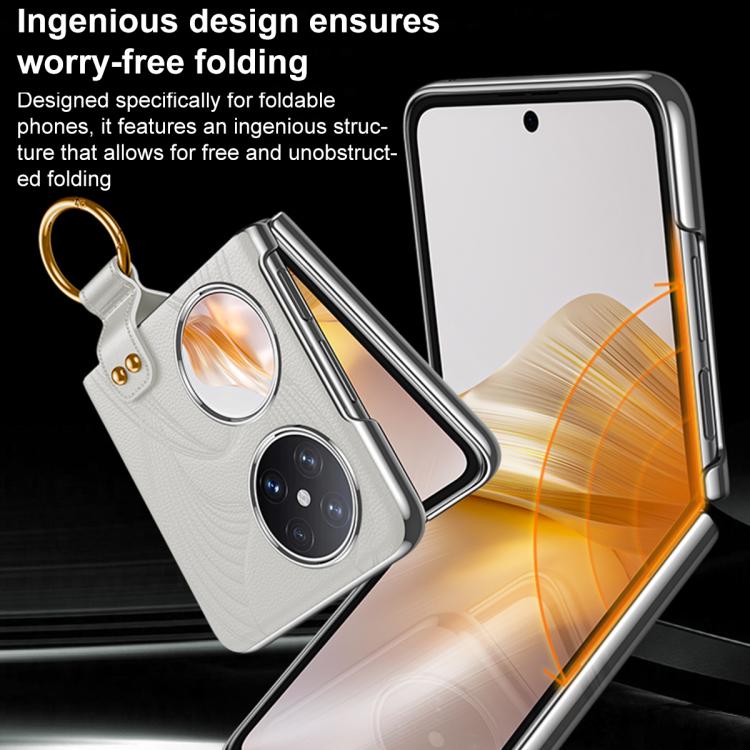 For Huawei Pocket 2 Electroplated Genuine Leather Phone Case
