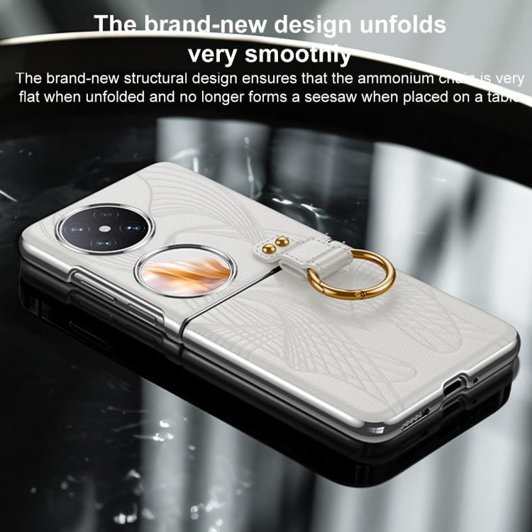 For Huawei Pocket 2 Electroplated Genuine Leather Phone Case