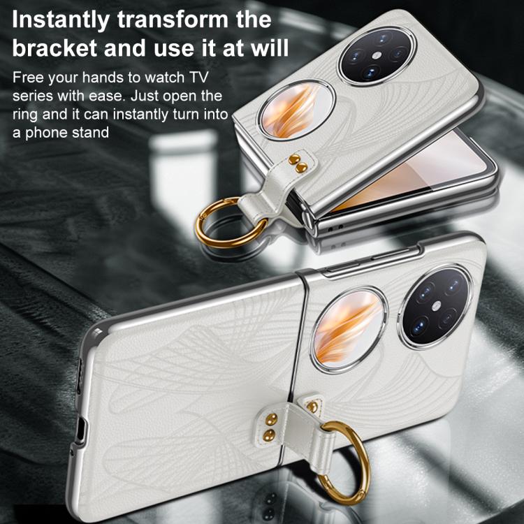 For Huawei Pocket 2 Electroplated Genuine Leather Phone Case