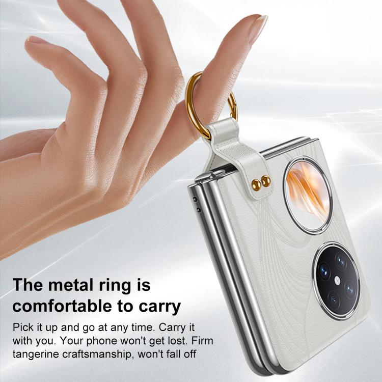 For Huawei Pocket 2 Electroplated Genuine Leather Phone Case