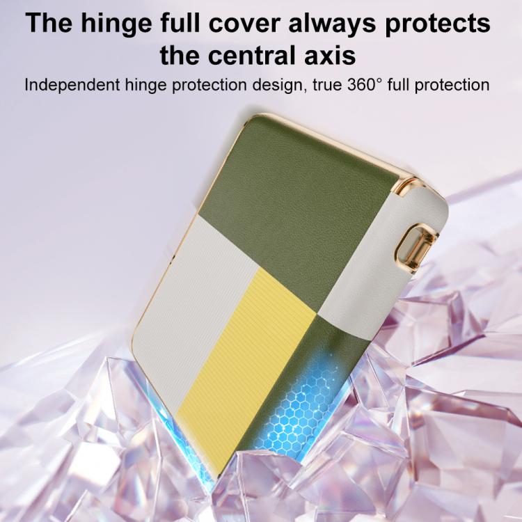 For Huawei Pura X PC Electroplated Vegan Leather Film Integrated Central-axis Phone Case