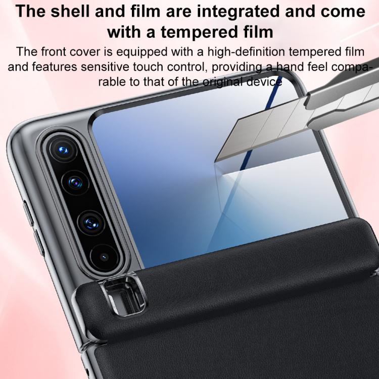 For Huawei Pura X PC Electroplated Vegan Leather Film Integrated Central-axis Phone Case