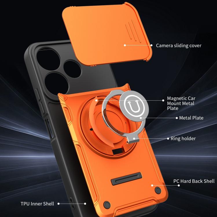 For Redmi 13 4G Global / 5G Global Sliding Camshield Holder Magnetic Phone Case