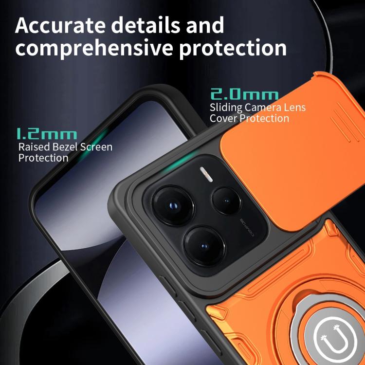 For Redmi Note 14 5G / 4G 164.84mm Sliding Camshield Holder Magnetic Phone Case