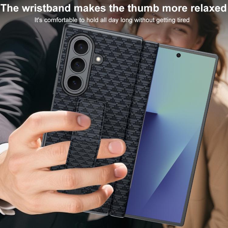 For Galaxy Z Fold7 5G Wristband Holder Vegan Leather Phone Case