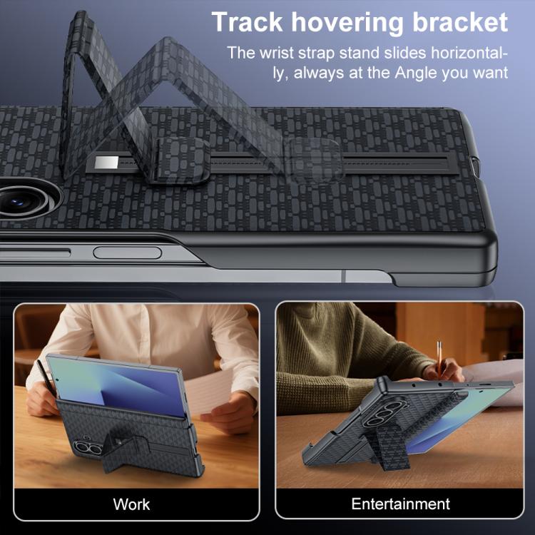 For Galaxy Z Fold7 5G Wristband Holder Vegan Leather Phone Case