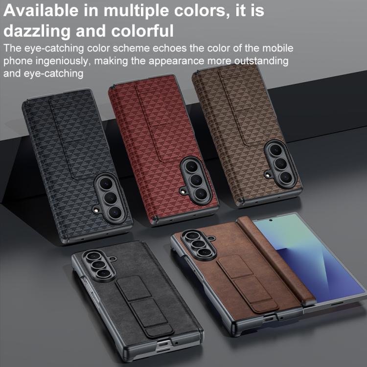 For Galaxy Z Fold7 5G Wristband Holder Vegan Leather Phone Case