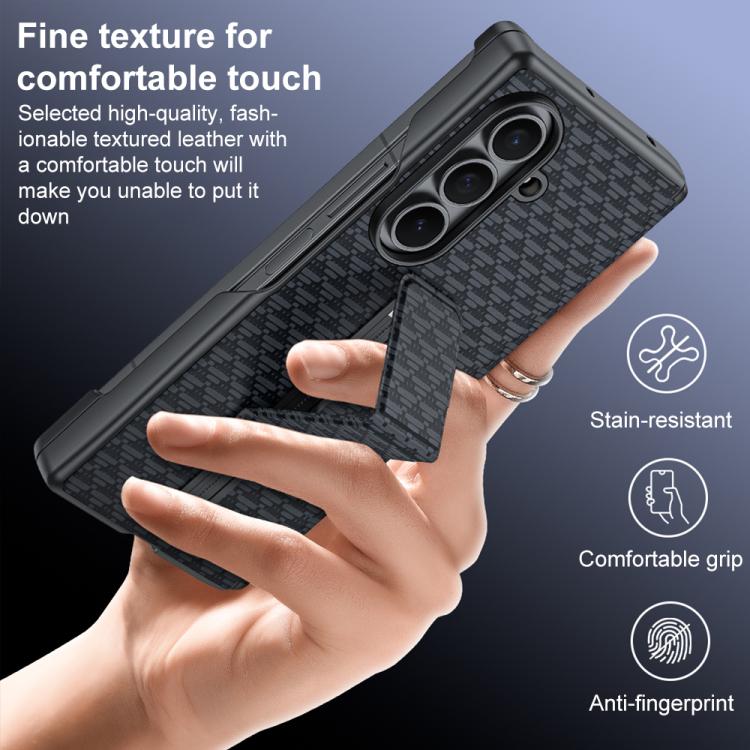 For Galaxy Z Fold7 5G Wristband Holder Vegan Leather Phone Case