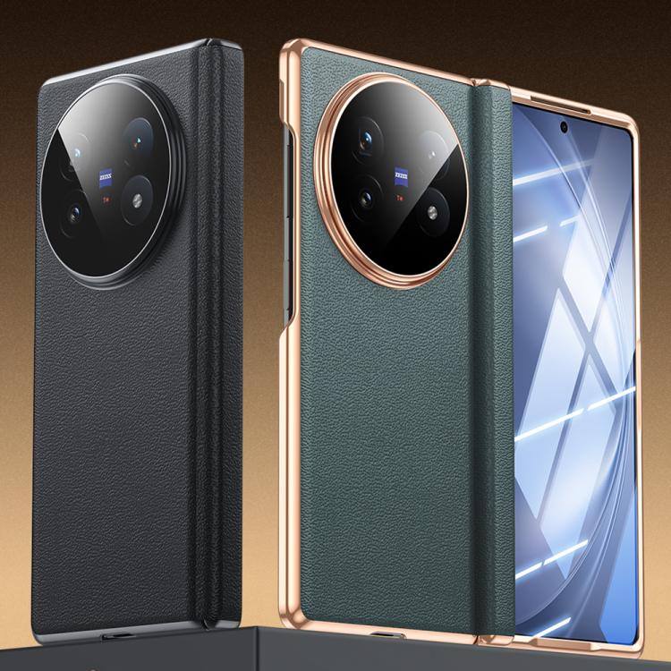 For vivo X Fold5 Genuine Leather Film Integrated Magnetic Central-axis Phone Case