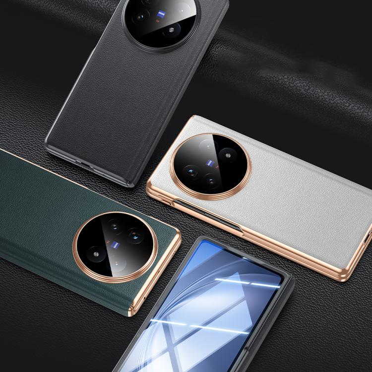 For vivo X Fold5 Genuine Leather Film Integrated Magnetic Central-axis Phone Case