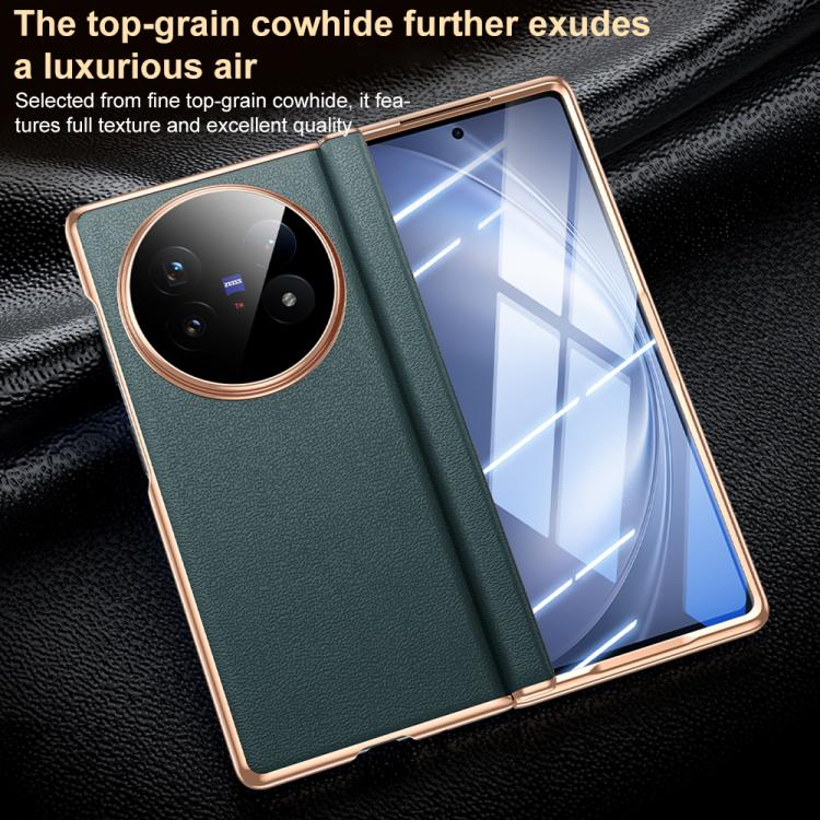 For vivo X Fold5 Genuine Leather Film Integrated Magnetic Central-axis Phone Case