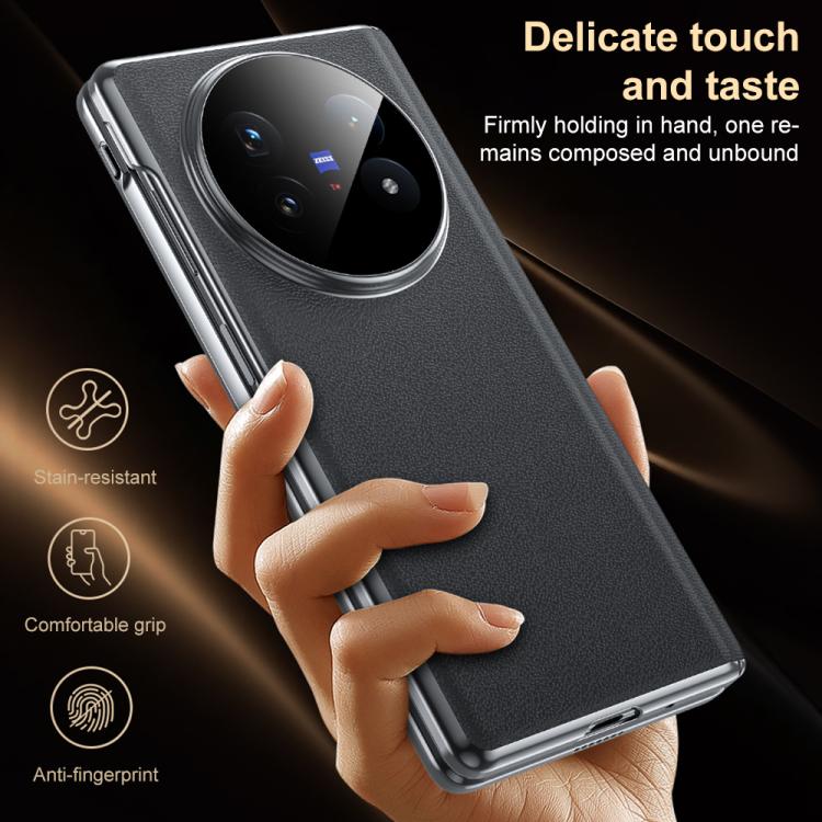 For vivo X Fold5 Genuine Leather Film Integrated Magnetic Central-axis Phone Case