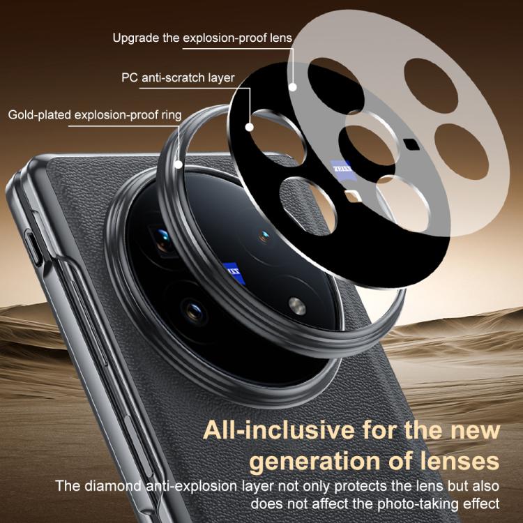 For vivo X Fold5 Genuine Leather Film Integrated Magnetic Central-axis Phone Case