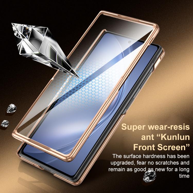 For vivo X Fold5 Genuine Leather Film Integrated Magnetic Central-axis Phone Case