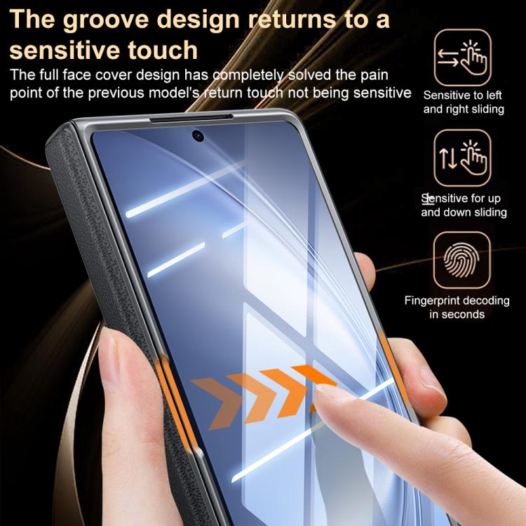 For vivo X Fold5 Genuine Leather Film Integrated Magnetic Central-axis Phone Case