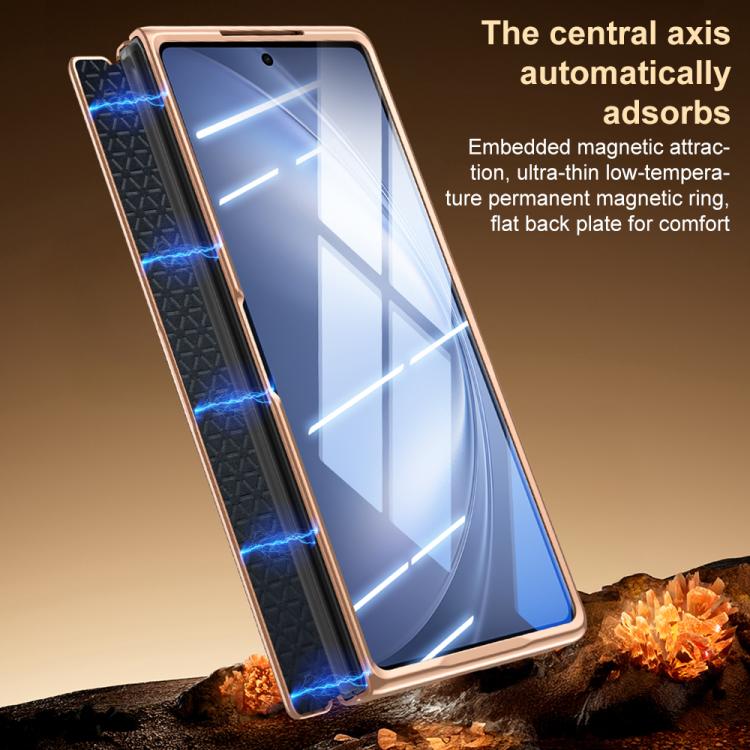 For vivo X Fold5 Genuine Leather Film Integrated Magnetic Central-axis Phone Case