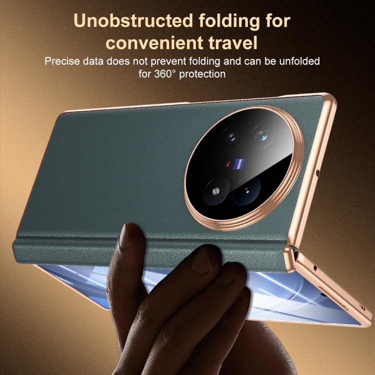 For vivo X Fold5 Genuine Leather Film Integrated Magnetic Central-axis Phone Case