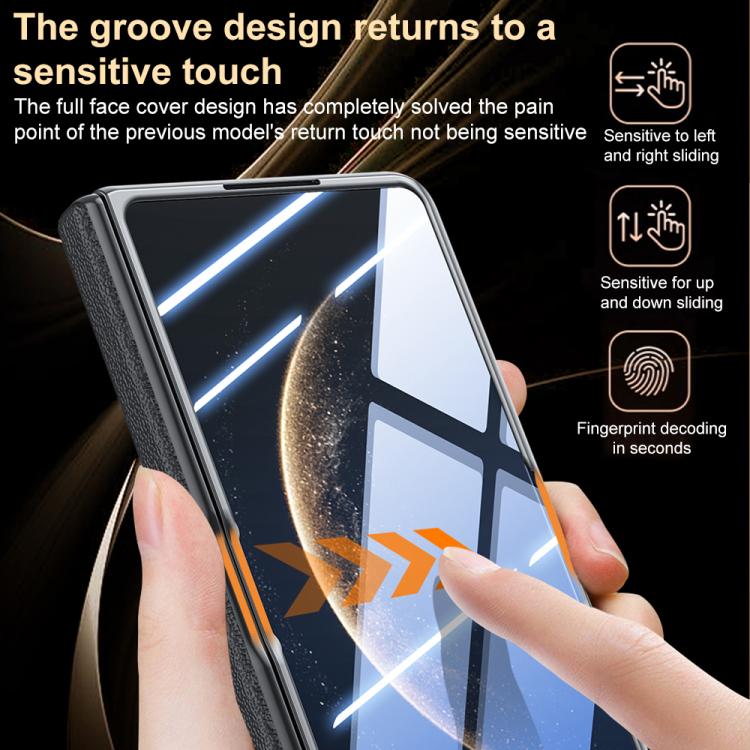 For Huawei Mate X7 Genuine Leather Film Integrated Magnetic Central-axis Phone Case