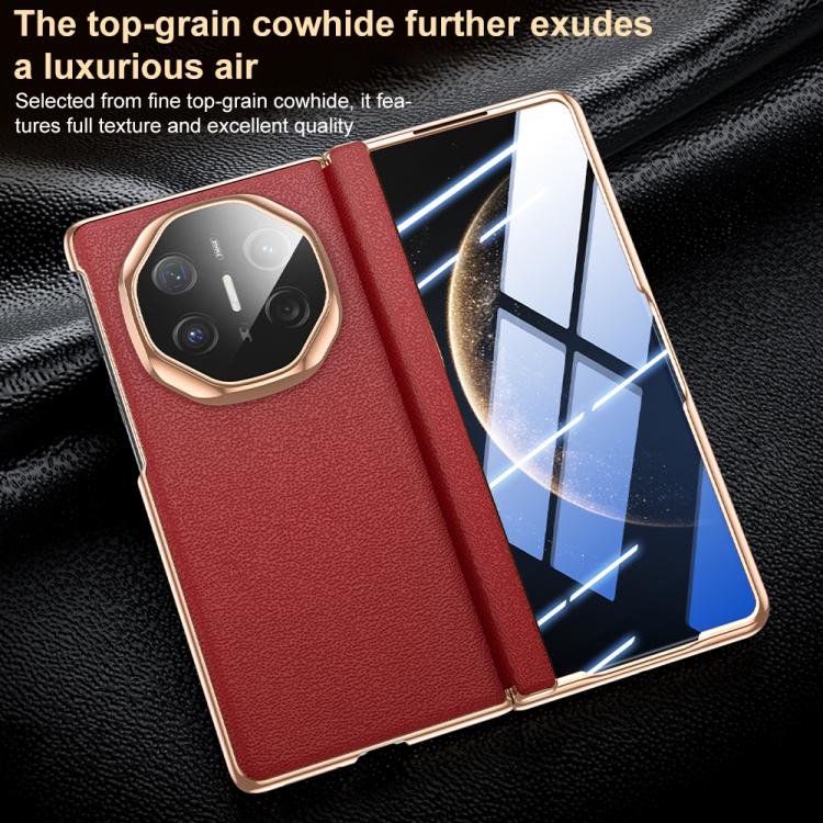 For Huawei Mate X7 Genuine Leather Film Integrated Magnetic Central-axis Phone Case